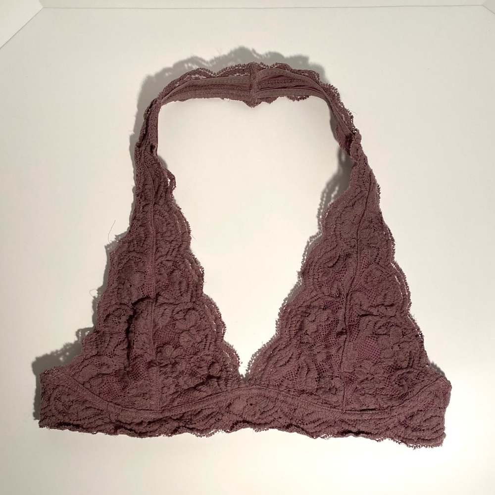 Anemone Halter Lace Bralette Dusty Purple